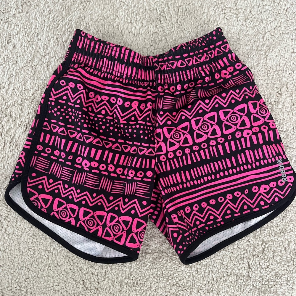Reebok Kids Black and Pink Patterned Shorts